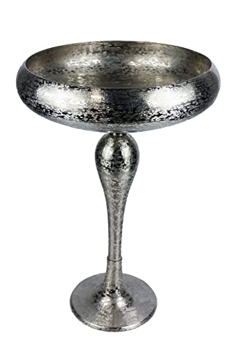 Arnusa Dekoschale mit Ständer 60 cm Blumenhocker aus Metall Schale Säule Pflanzschale Sektkühler Moderne Dekoration Silber von Arnusa
