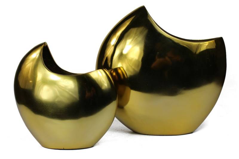 Arnusa Dekovase Metallvase 2er Set Aluminium Gold 28cm und 21 cm Vase (2er Set), edle Tischdekoration Tischvase rund von Arnusa