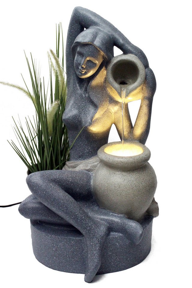 Arnusa Gartenbrunnen Springbrunnen 60 cm BK861 mit LED Beleuchtung Zimmerbrunnen, für den Innen- und Außenbereich Wasserspiel von Arnusa