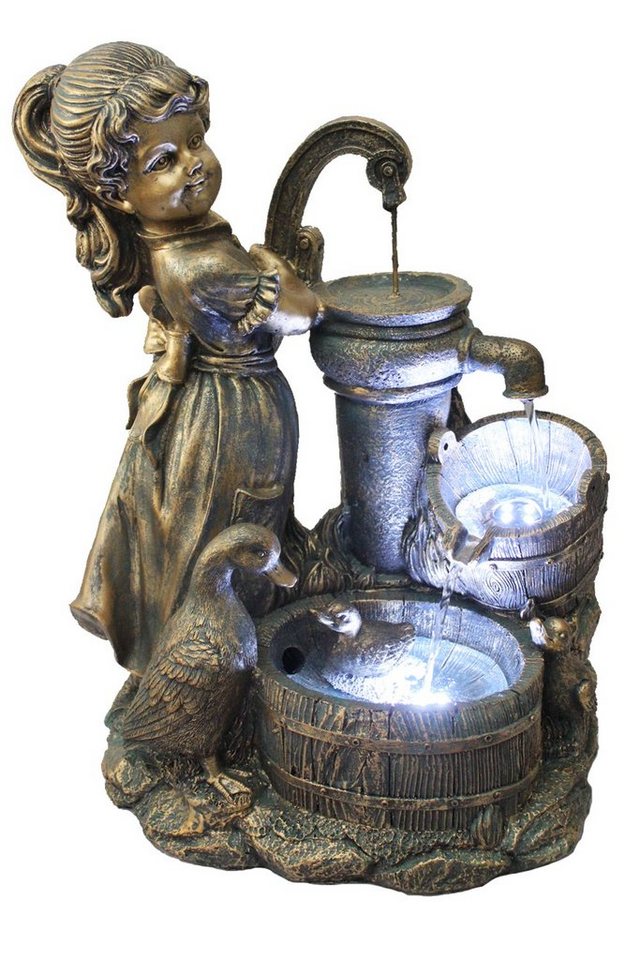 Arnusa Gartenbrunnen Springbrunnen Heidi mit Gänse BK855, mit LED Beleuchtung von Arnusa