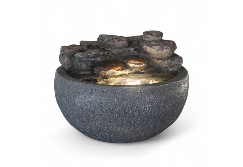 Arnusa Gartenbrunnen Zimmerbrunnen mit Beleuchtung Wasserfall rund Deko Wasserspiel, Teich Wasserschale von Arnusa