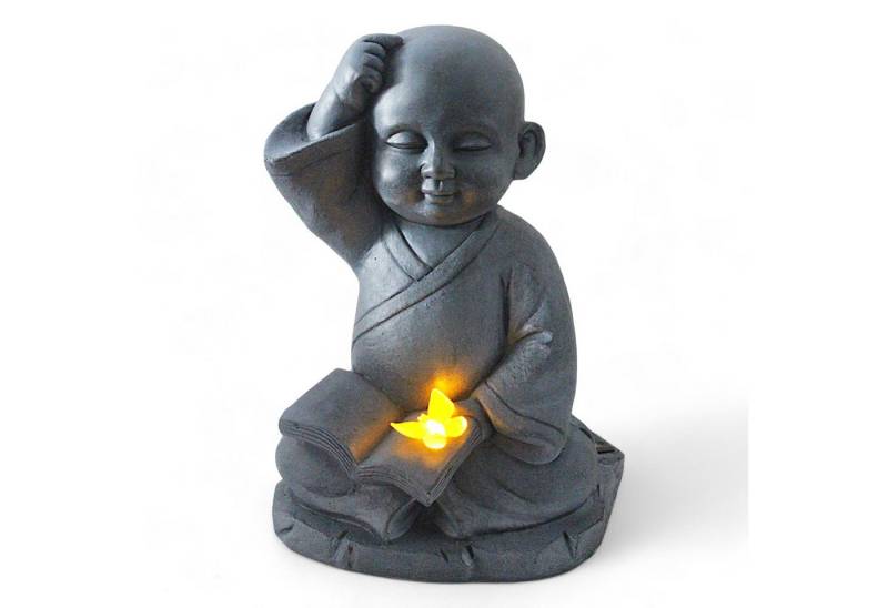 Arnusa Gartenfigur Solarleuchte Mönch Buddha mit Buch Gartendeko Deko Figur Statue, (1 St), 41x30x24 cm Gartenstatue 4 kg von Arnusa