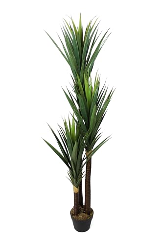 Arnusa Künstliche Yucca Palme 150 cm 153 Blätter Kunstpalme Kunstpflanze im Topf große künstliche Pflanze Zimmerpflanze Grünpflanze von Arnusa