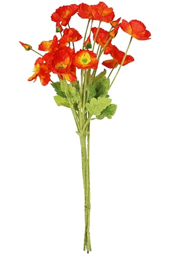 Arnusa Kunstliche Mohnblumen im 5er Set mit 20 Blumen, 60 cm Stiel, Rot Kunstpflanze Dekoration Mohn Blüten von Arnusa