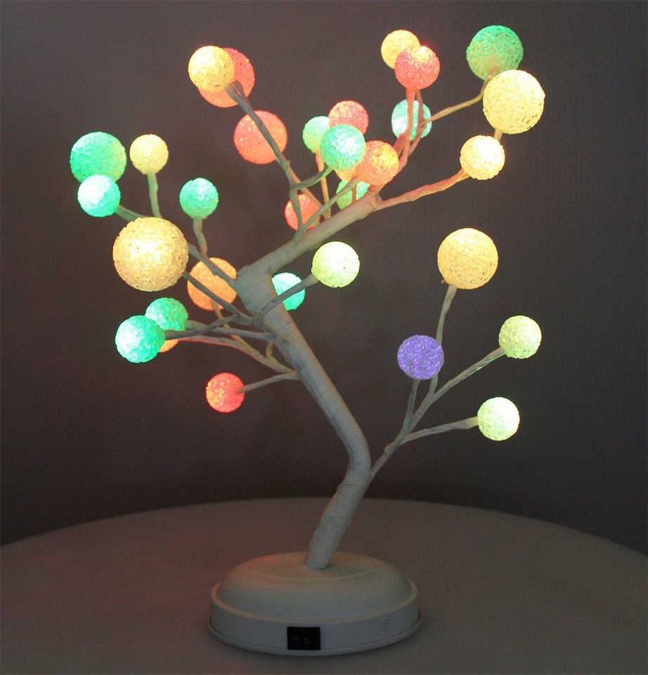 Arnusa LED Baum Leuchtbaum Rainbow Glitzerkugeln 45 cm 32 LED Tischlampe, LED fest integriert, Bunt, batteriebetrieben und USB von Arnusa
