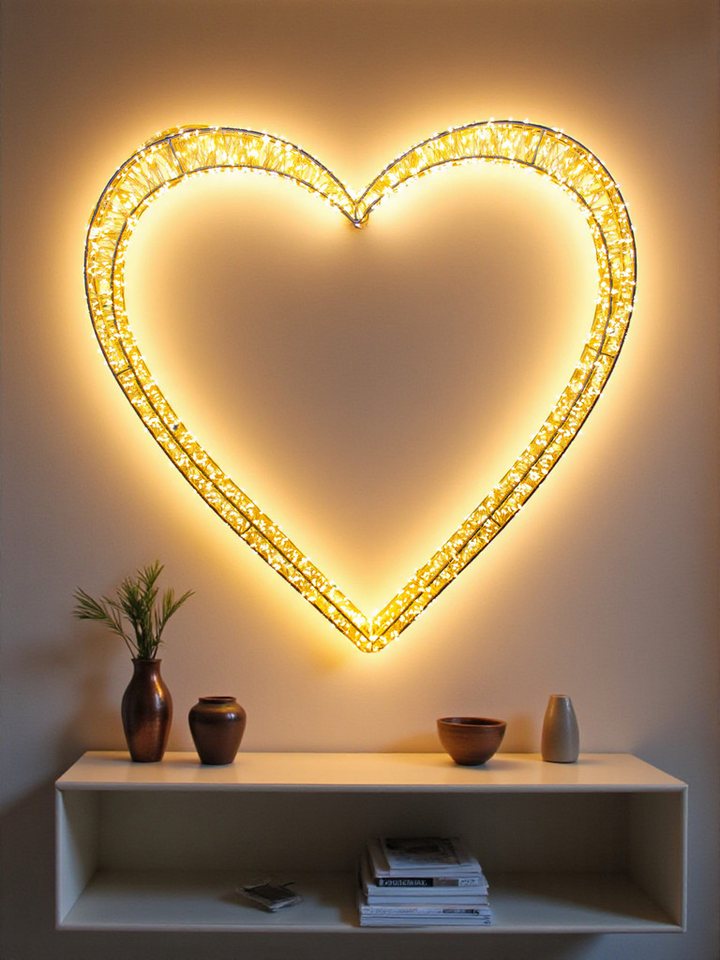 Arnusa LED Dekolicht Leuchtherz 62x60x5cm 1440 LED LED Herz Leuchtkranz XL, LED fest integriert, warmweiß, für Innen und Außen Fenster Dekoration von Arnusa