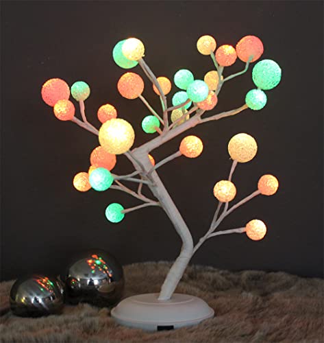 Arnusa LED Leuchtbaum RGB Rainbow Glitzerkugel 45 cm 32 LED Baum Nachttischlampe Tischleuchte batteriebetrieben und USB von Arnusa