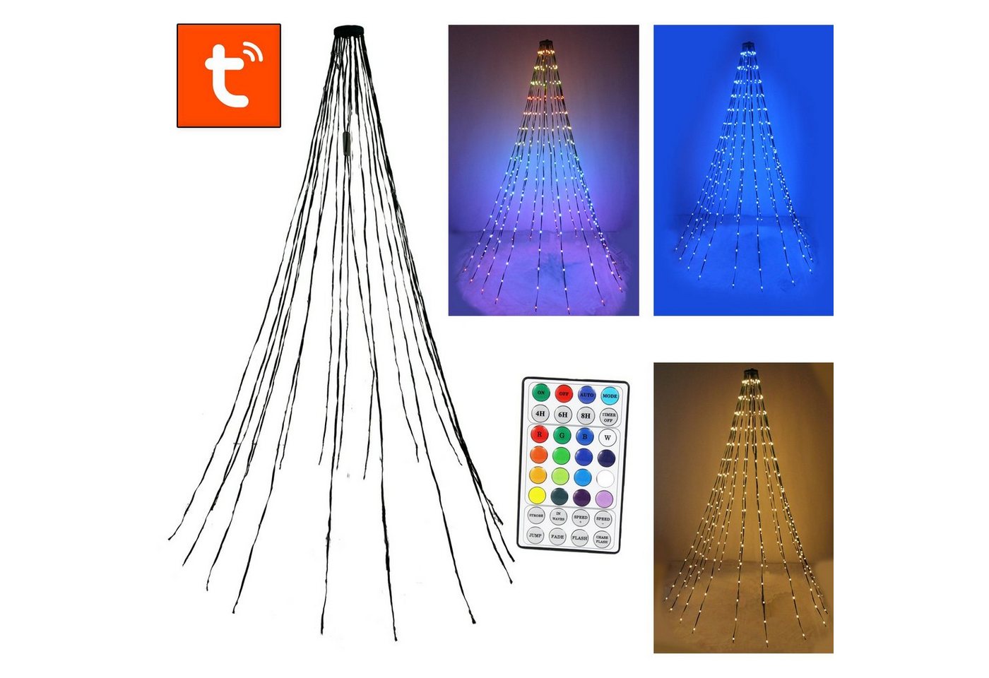 Arnusa LED-Lichterkette Smarte Weihnachtsbaumbeleuchtung RGB effekte und viele Farben, 304-flammig, für Innen und Außen von Arnusa