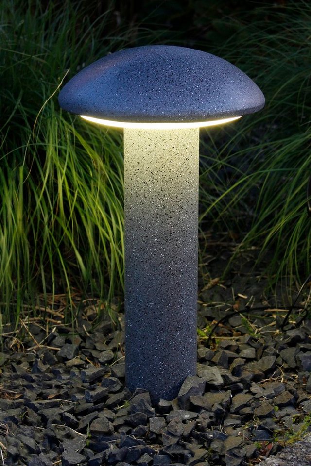 Arnusa LED Solarleuchte Gartenleuchte Pilz Steinoptik Gartenlampe 1200 mAh 45 x 25 cm, LED fest integriert, Tageslichtweiß, Wegeleuchte ohne Strom von Arnusa