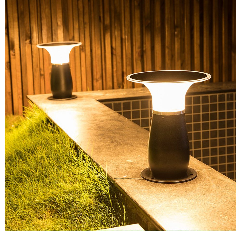 Arnusa LED Solarleuchte Solarlampe Wegeleuchte Sockelleuchte 29 cm Gartenlampe Außenleuchte, Duo Farbeinstellung, LED fest integriert, Kaltweiß, Warmweiß, Duo Color, kabellos, 4000 mAh hell von Arnusa