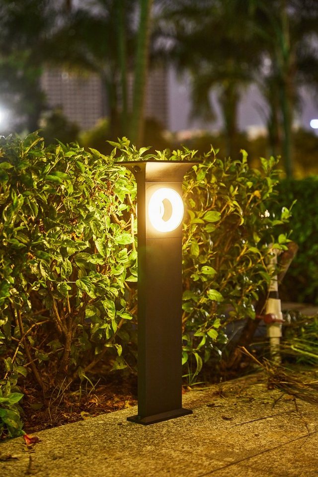 Arnusa LED Solarleuchte moderne Sockelleuchte kabellos Aluminium Außenleuchte Gartenlampe, Farbauswahl Kaltweiß / Warmweiß, LED fest integriert, Warmweiß, Kaltweiß, Duo Color kaltweiß und warmweiß einstellbar von Arnusa