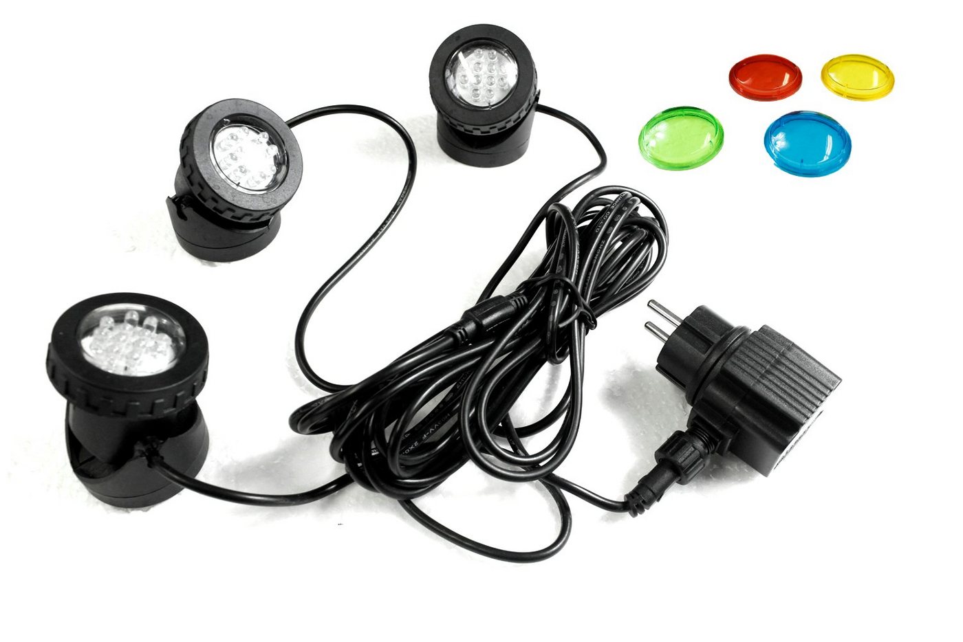 Arnusa LED Teichleuchte 3er Gartenspot Pflanzenstrahler Unterwasserbeleuchtung, Farbauswahl, LED wechselbar, Weiß, Gelb, Blau, Rot, Grün, mit Farbfilterscheiben von Arnusa