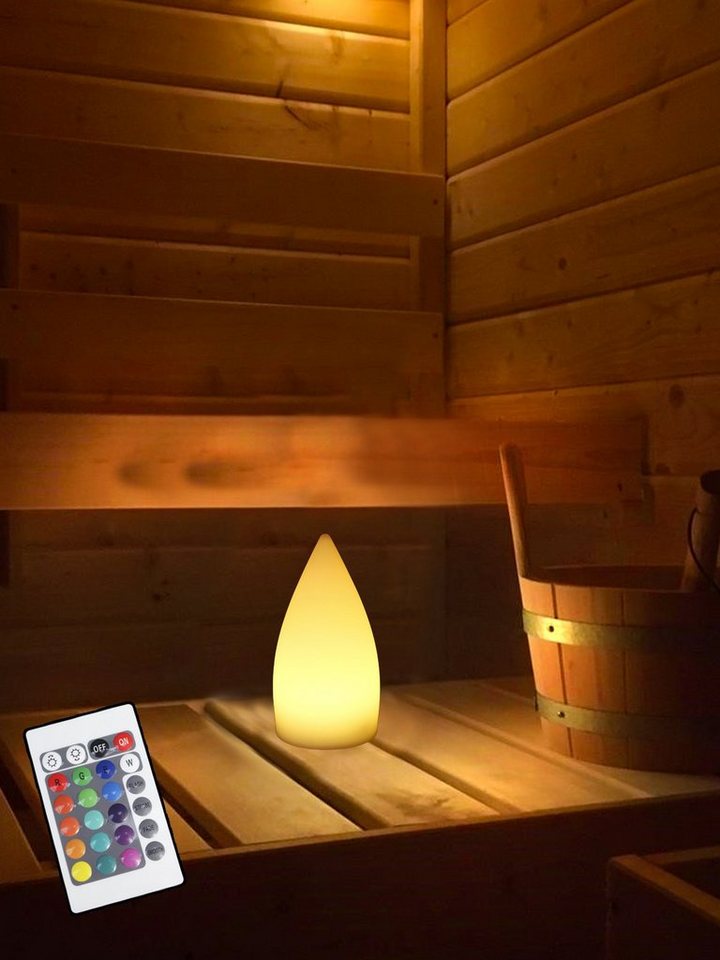 Arnusa LED Tischleuchte Kabellose Akku RGB Lampe Saunalampe Dekoleuchte 11x21 cm, Dimmfunktion, Farbwechsler, USB-C, Akkufunktion, LED fest integriert, Farbwechsler, mit Fernbedienung bis 10 Stunden Leuchtzeit von Arnusa