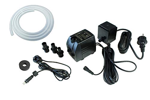 Arnusa Springbrunnenpumpe 1500 L/H mit 1x LED Spot Komplett Set Bachlaufpumpe Teichpumpe Brunnen (1500 L/H, warm-weiß) von Arnusa