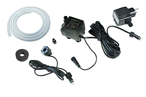 Springbrunnenpumpe mit 1x LED Spot Komplett Set Bachlaufpumpe Teichpumpe Brunnen (800 L/H, kalt-weiß) von Arnusa