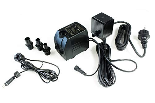 Arnusa Springbrunnenpumpe mit 1x LED Spot Teichpumpe Wasserpumpe Bachlaufpumpe (1500 L/H, Warm-Weiß) von Arnusa