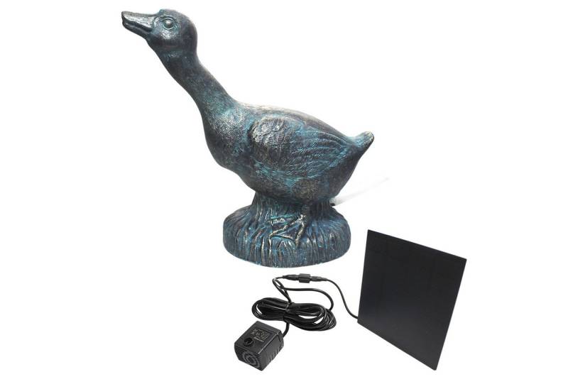 Arnusa Wasserspeier Solar Brunnen Wasserspiel Ente 24 cm Kupfer-Optik Teichdeko, Gartendeko Springbrunnen ohne Strom von Arnusa