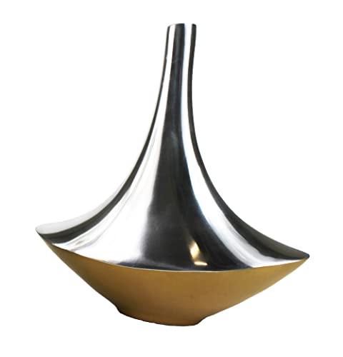 Blumenvase Schiffchen aus Metall Design Vase Aluminium Dekovase Moderne Vase Dekoration edle Wohnzimmerdekoration (Silber, Gold 33 cm) von Arnusa