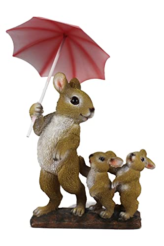 Arnusa Dekofigur Hasen Familie mit Regenschirm Tierfigur Gartenfigur Gartendekoration Deko Figur 19x26 cm von Arnusa