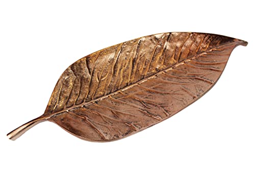 Arnusa Dekoschale Schale Blatt 49x17x3 cm Metall Aluminium Bronze-Optik Dekofigur Tischdekoration Snackschale von Arnusa