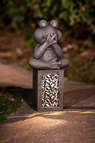 Arnusa Gartenfigur Frosch mit Solarbeleuchtung Gartendeko Statue 54,5 x 26,5 cm Solarlampe Tierfigur Deko Figur von Arnusa