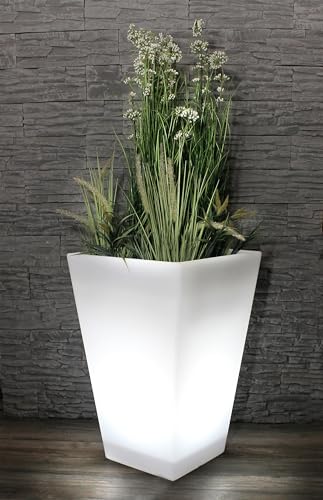 Großer LED Blumenkübel 69,5 x 45 cm beleuchtet RGB mit Fernbedienung PL409S Pflanzkübel modern Blumentopf Akku und Netzkabel Indoor § Outdoor von Arnusa
