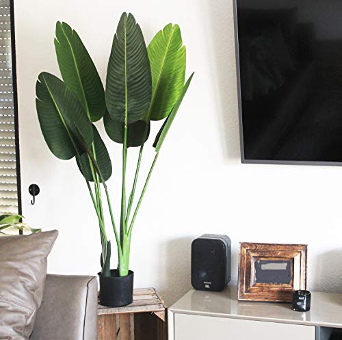 Arnusa Künstliche Strelitzie 120 cm Kunstpflanze Traveller Palme Zimmerpflanze Paradies Pflanze Wohnzimmerdeko Kunstpalme von Arnusa