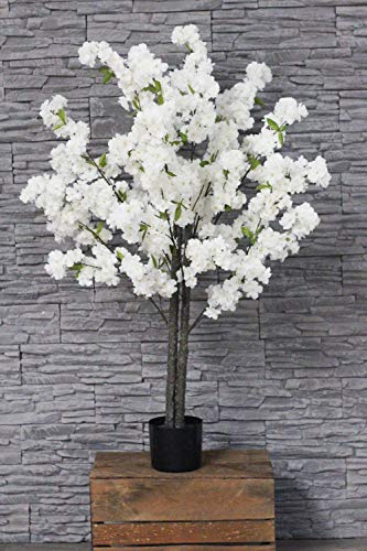 Künstlicher Kirschblütenbaum 120cm Weiß Kunstpflanze Künstlicher Kirschbaum Zimmerpflanze künstliche Pflanze Kirsche von Arnusa