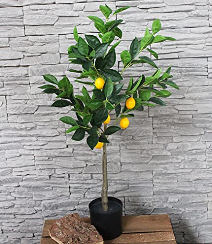 Arnusa Künstliche Pflanze Kunstpflanze Zitronenbaum Zitrone Kunstbaum Deko Pflanze im Topf 80 cm Obstbaum von Arnusa