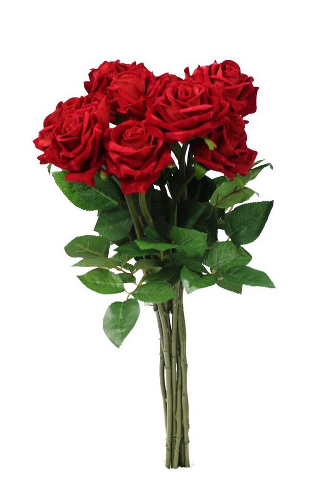 Kunstblume 10 Stk Premium Kunstrosen wie echt künstliche Rose Rosenstrauß rote Rose, Arnusa, real-Touch Kunstpflanze von Arnusa