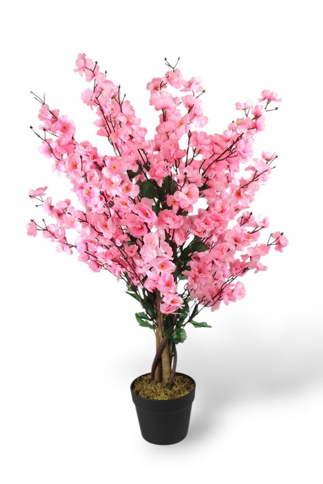 Kunstpflanze Blütenbaum Wintersweet Künstliche Pflanze Blüten Pink Deko Pfirsich, Arnusa, Höhe 90 cm, Frühlingsdeko mit Echtholzstamm von Arnusa