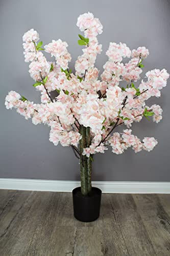 Kunstpflanze Kirschblütenbaum Kirschbaum künstlich Pflanze Kunstbaum Kirschblüte Zimmerpflanze (Rosa 80 cm) von Arnusa