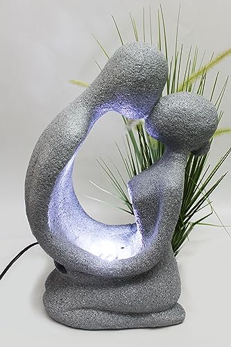 Moderner Springbrunnen BK701 Zimmerbrunnen 48 cm Gartenbrunnen mit Beleuchtung Granit Optik Skulptur Design von Arnusa