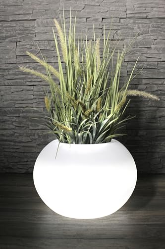 Moderner runder beleuchteter Blumenkübel 35x24 cm Pflanzgefäß PL405S Blumentopf LED RGB mit Akku und Netzteil Indoor Outdoor von Arnusa