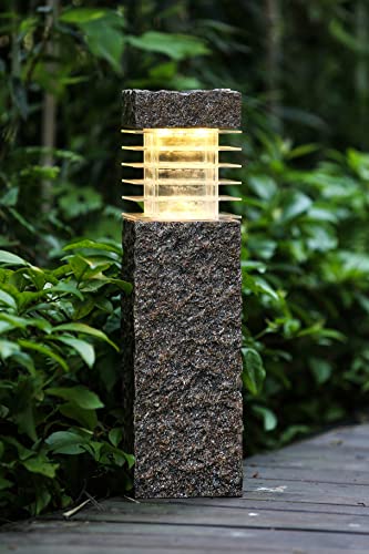 Arnusa Solarleuchte Sockelleuchte in Steinoptik 43,5 x 12 cm Gartenlampe Wegeleuchte Außenleuchte Deko Lampe von Arnusa