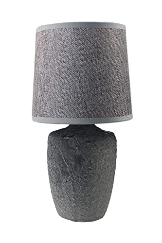 Arnusa Tischlampe aus Keramik Beton-Optik Grau kleine Nachttischlampe Beistelllampe 15x30 cm ohne Leuchtmittel von Arnusa