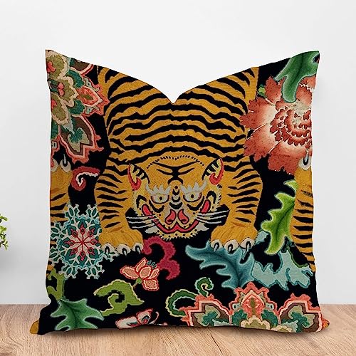 Tiger Kissenbezug Chinoiserie Kissenbezüge Tierdruck Kissenbezug Tiger Streifen Bunt Kissen Statement Kissen Farmhouse Home Dekorative Kissen für Sofa Couch Wohnzimmer Einweihungsgeschenk von ArogGeld