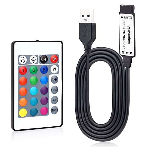 Aroidful 1 m USB DC 5 V Inline Infrarot Controller und 24 Tasten Wireless Controller für 5050 3528 RGB Lichtstreifen von Aroidful