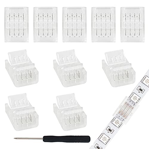 Aroidful 10 Stück 4 Polig 10 mm LED Strip Verbinder mit Schraubendreher für RGB/5050/3528 LED Streifen (Lichtleiste Verbindungslichtleiste) von Aroidful