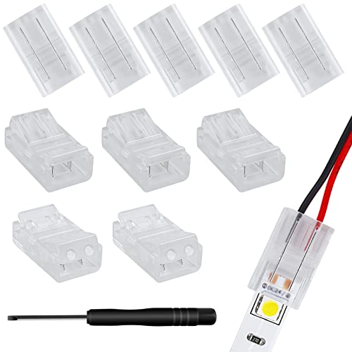 Aroidful 10 Stück LED Streifen Verbinder 2 Polig LED Adapter Anschluss 10mm LED Strip Anschlusskabel für SMD 5050/3528 Streifen mit Schraubendreher von Aroidful