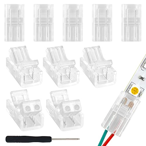Aroidful 10 Stück 2 Polig 8mm LED Streifen Verbinder, 2 Polig LED Adapter für SMD 5050/3528 Streifen, mit Schraubendreher von Aroidful