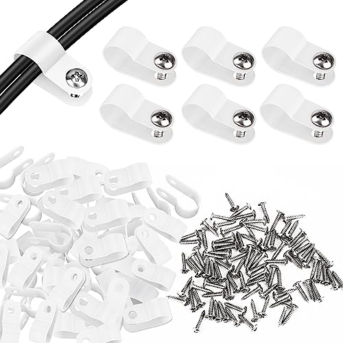 Aroidful 100 Stück 3/8 Zoll 10,4 mm Weiß Kabelbinder aus Nylon Typ R, Kabelbinder mit 100 Schrauben für Kabelmanagement von Aroidful