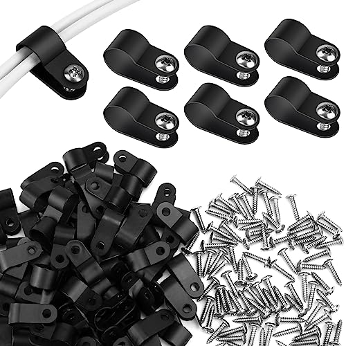Aroidful 100 Stück 3/8 Zoll 10,4 mm schwarz Kabelbinder aus Nylon Typ R, Kabelbinder mit 100 Schrauben für Kabelmanagement von Aroidful