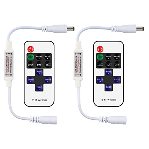 Aroidful 2 Packungen mit 11 Tasten RF Mini-Funkfernbedienung mit DC-Anschluss für einfarbige 3528 5050 LED-Streifen von Aroidful