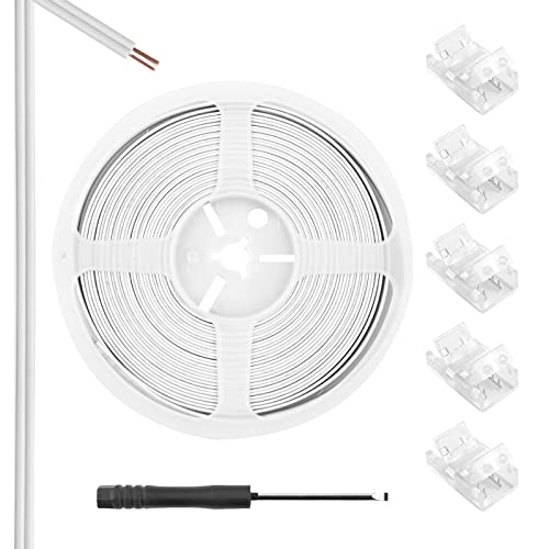 Aroidful 5 Stück 2 Polig LED Strip Verbinder 8 mm LED-Streifen-Anschluss Set 10M LED Streifen Kabel LED-Streifen-Anschluss-Kit mit Schraubendreher für einfarbige LED-Lichtleiste von Aroidful
