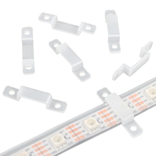 Aroidful LED Ribbon Clip 10mm,100pcs LED-Streifenclip für LED Band Halterungen Clips 10mm Wide Waterproof, ohne Schrauben von Aroidful