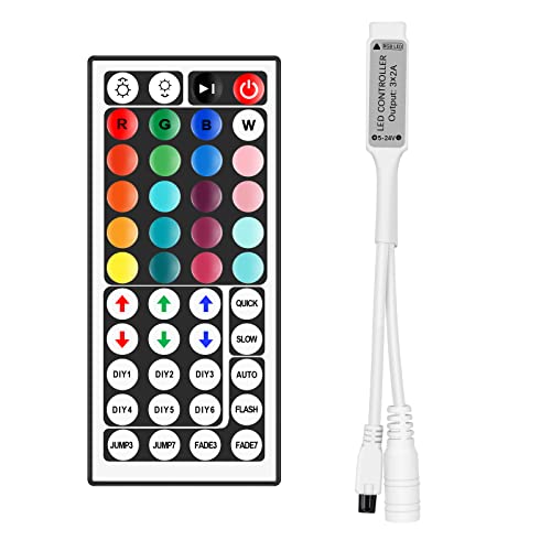 Aroidful Mini LED IR RGB Controller 4Pin 44 Tasten für SMD LED Streifen 3528 5050 5630 RGB DC 5V-24V Anpassung Geschwindigkeit/Helligkeit/Farbe/Szene von Aroidful