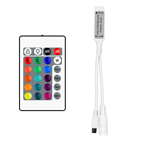 Aroidful Mini RGB LED IR Controller 4 Pin mit 24 Tasten für SMD 3528 5050 5630 RGB LED Strip DC 5V-24V Geschwindigkeit Helligkeit Farbe Szene einstellbar von Aroidful