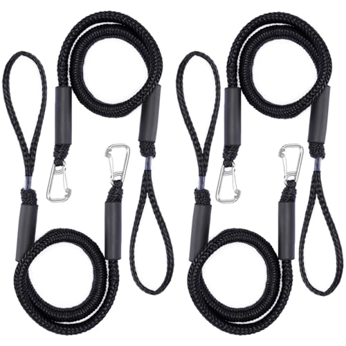 Bungee Boat Dock Line mit Edelstahl Clip, Festmacherseil, Bungee Seil, PWC Dockline Bootszubehör, Perfekt für Jetski, Boote, Kajak, Ponton, Kanu, Wave Runner 4 Pack.(Schwarz II) von Arola