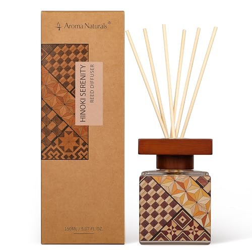 Aroma Naturals Duftstäbchen Raumduft 150ml mit Holzdeckl Raumduft Stäbchen Natürlicher und Langlebiger Rattanstäbchen, für Wohnzimmer, Schlafzimmer, Büro, Bad (Die Ruhe des Zypressenholzes) von Aroma Naturals
